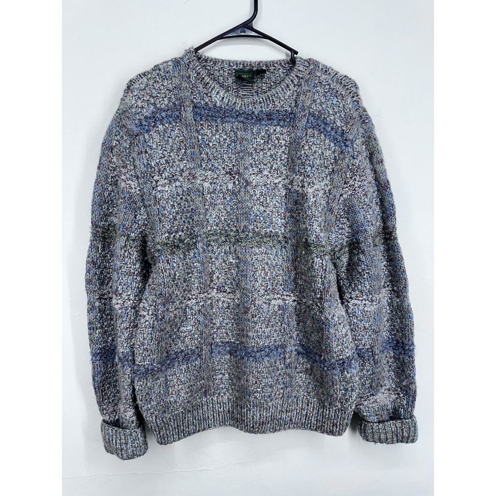 VTG Sparr Hand Knit 100% Wool Sweater MEDIUM Chunky Knit Crew‎ Neck Fishermen